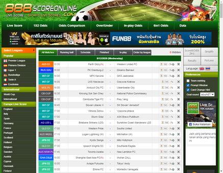 888scoreonline.com-Live Score, Soccer Live Scores, Football Results - 888Scoreonline.com