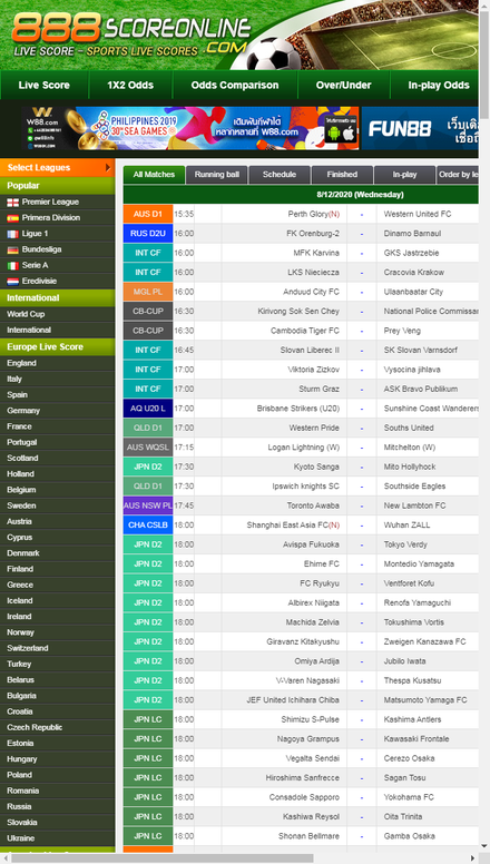 mobile view Live Score, Soccer Live Scores, Football Results - 888Scoreonline.com